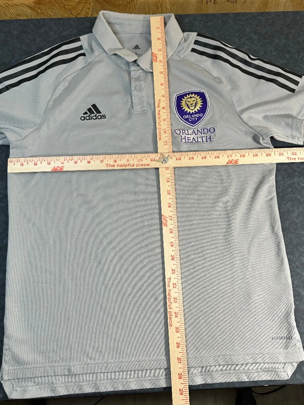 Adidas AeroReady Orlando City SC Men's Training Gray Polo Shirt Size Large